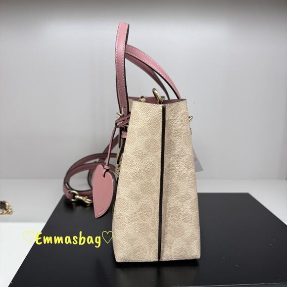 Last 1‼️Coach Mollie Tote Bag 25 Signature Canvas With Heart Charm CDF03 - Picture 6 of 10